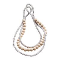 SPONA NA ZÁVES HOLZPERLE - sivá, Romantik / Landhaus, drevo/textil (55cm) - Modern Living