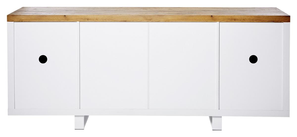 Sideboard 180 cm Scope Sb 180 Weiß Kerneiche Dekor - Eichefarben/Weiß, KONVENTIONELL, Holzwerkstoff (180/75/39,50cm) - Livetastic