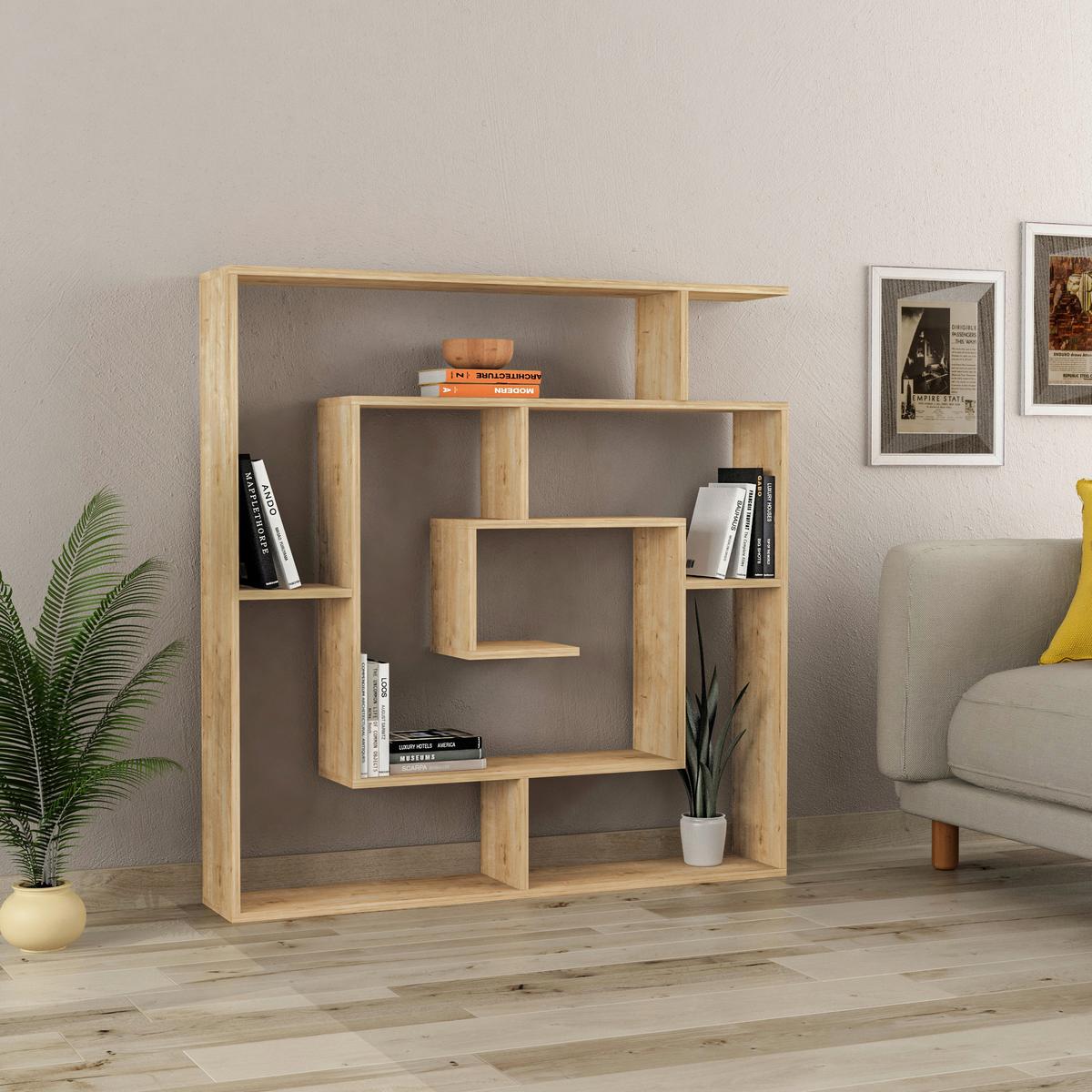 Bücherwand Labirent Eichefarben B: 125 Cm - Eichefarben, Design, Holzwerkstoff (125/129/22cm) - Livetastic