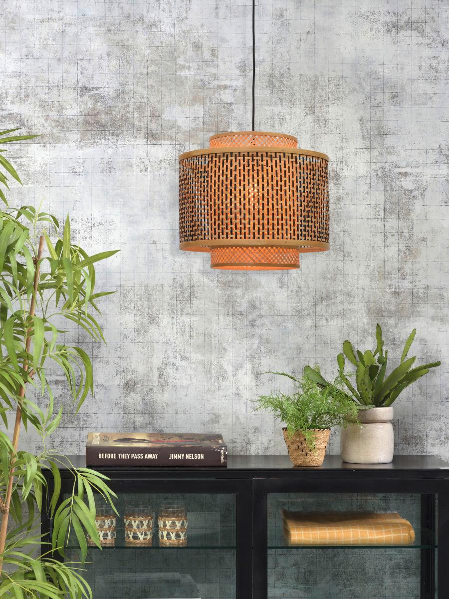 Hängeleuchte Bhutan H: 243 Cm 1-Flammig Höhenverstellbar - Schwarz/Braun, Design, Naturmaterialien (43/243/41,5cm) - Good & Mojo