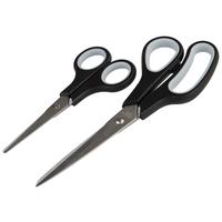 Scheren-set 2-tlg. Schwarz, Mit Kunststoffgriff - Silberfarben/Schwarz, KONVENTIONELL, Kunststoff/Metall