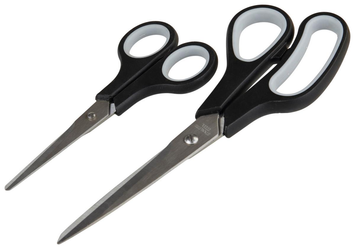 Scheren-set 2-tlg. Schwarz, Mit Kunststoffgriff - Silberfarben/Schwarz, KONVENTIONELL, Kunststoff/Metall