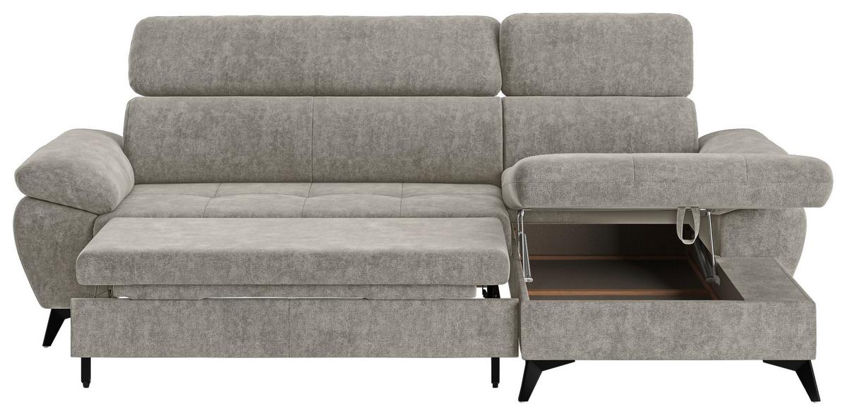 Ecksofa mit Bettkasten Hudson 261x166 cm Schlammfarben - Schlammfarben/Schwarz, Textil (261/166cm) - MID.YOU