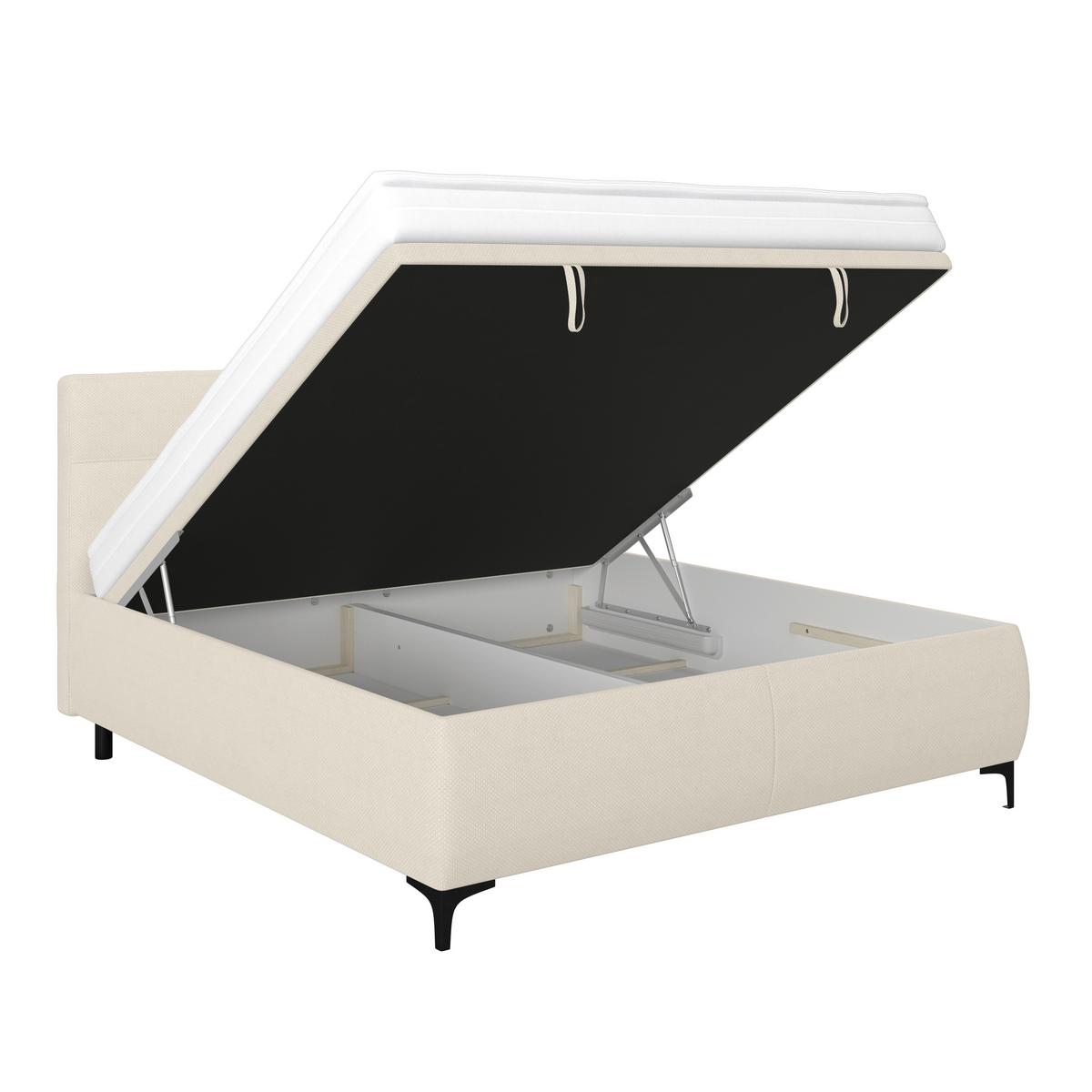 Polsterbett Zeni 160 - Beige/Schwarz, KONVENTIONELL, Holz/Holzwerkstoff (160/200cm)