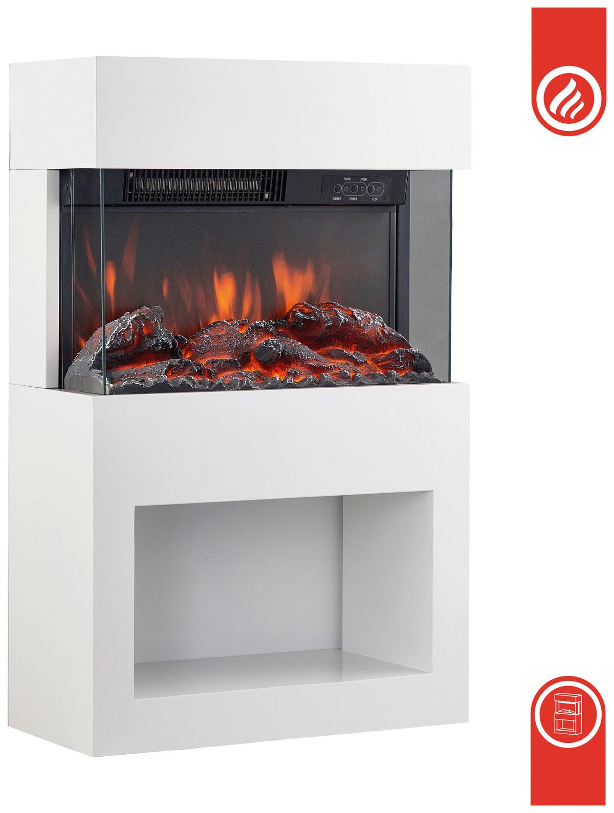 Elektrokamin Henri - Weiß, Basics, Glas/Metall (48,0/75,0/21,7cm)