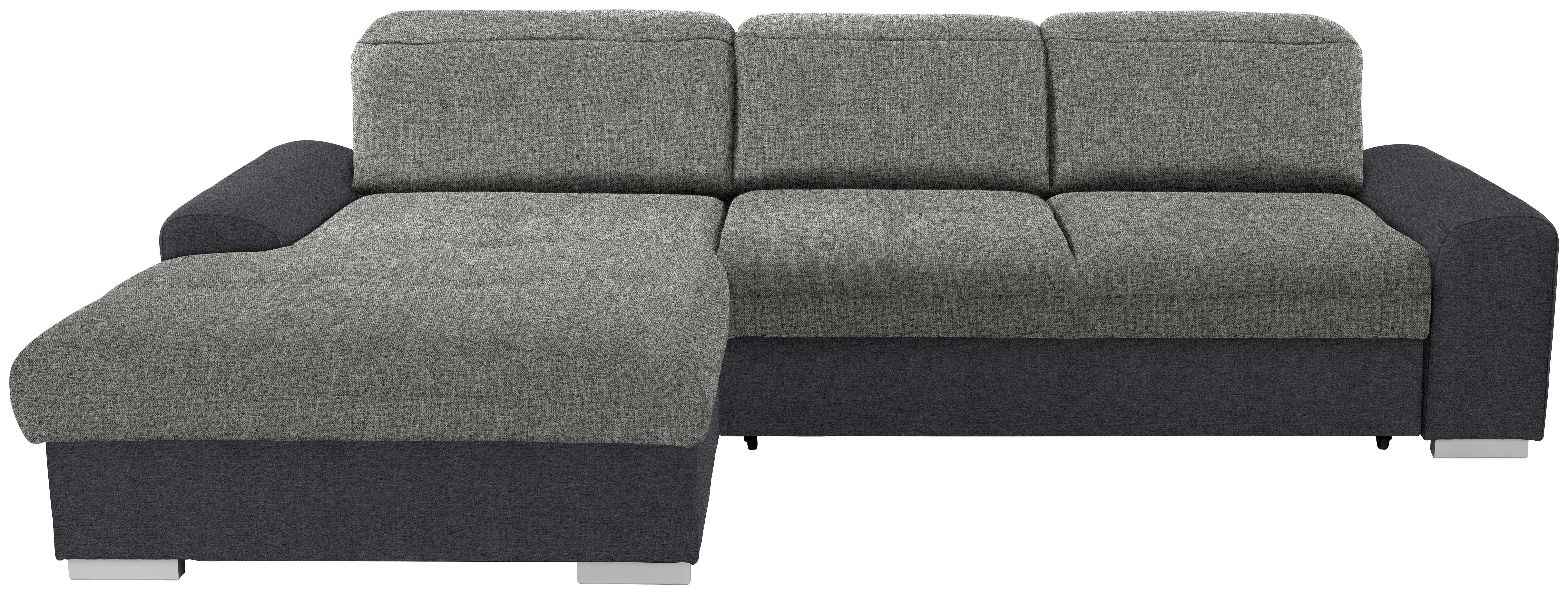 Ecksofa mit Schlaffunktion & Bettkasten Malaga Grau 203x286 - Dunkelgrau/Silberfarben, KONVENTIONELL, Textil (203/286cm) - Ondega