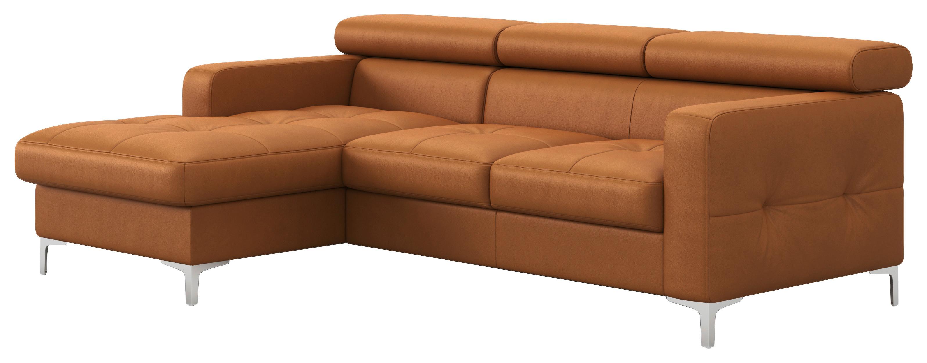 Ecksofa mit Schlaffunktion Sammy Gelb Leder - Chromfarben/Gelb, Design, Leder (168/227cm) - Livetastic