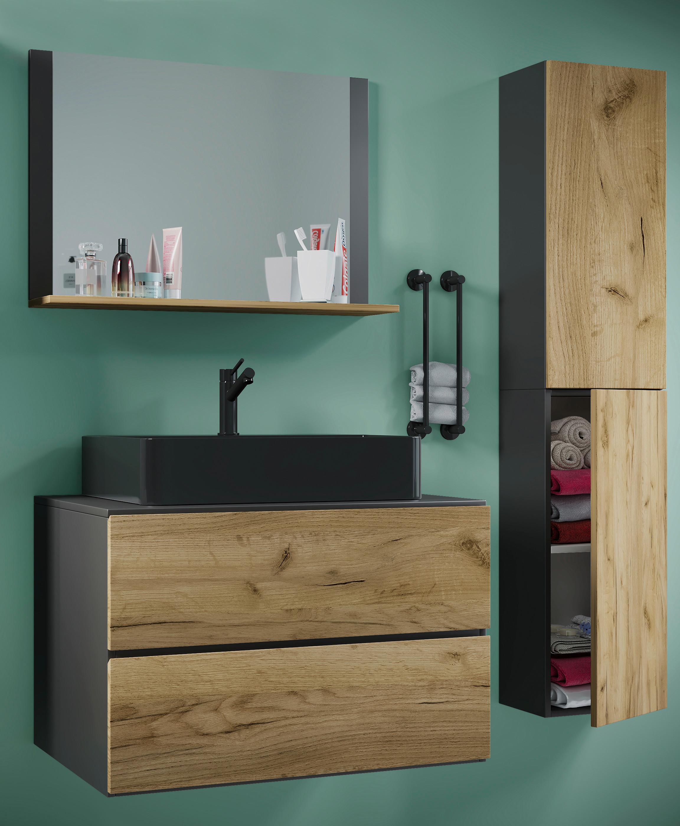 Badezimmer Lendas Bl L - Honigeiche/Anthrazit, MODERN, Glas/Keramik (94cm) - MID.YOU