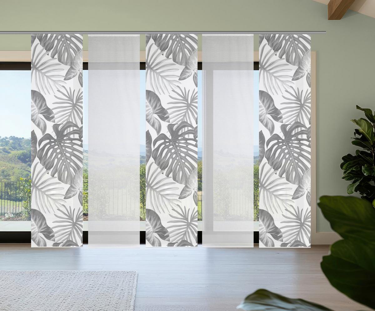 Flächenvorhang Sanja 5er Set - Weiß/Grau, Natur, Textil (60/260cm)