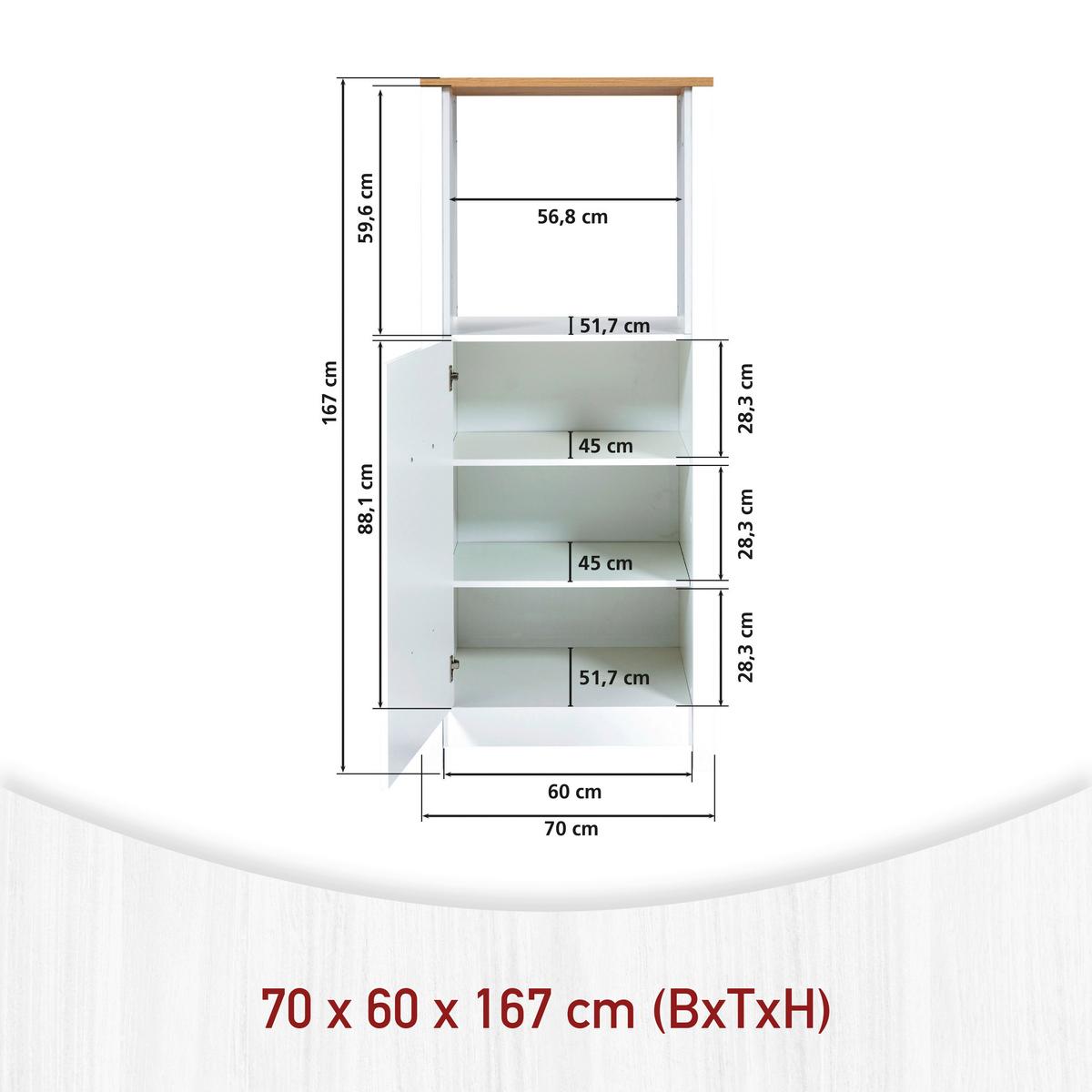 Skrinka na vstavané spotrebiče SAN - biela/dub artisan, Romantik / Landhaus, kov/kompozitné drevo (70/167/60cm) - Mömax