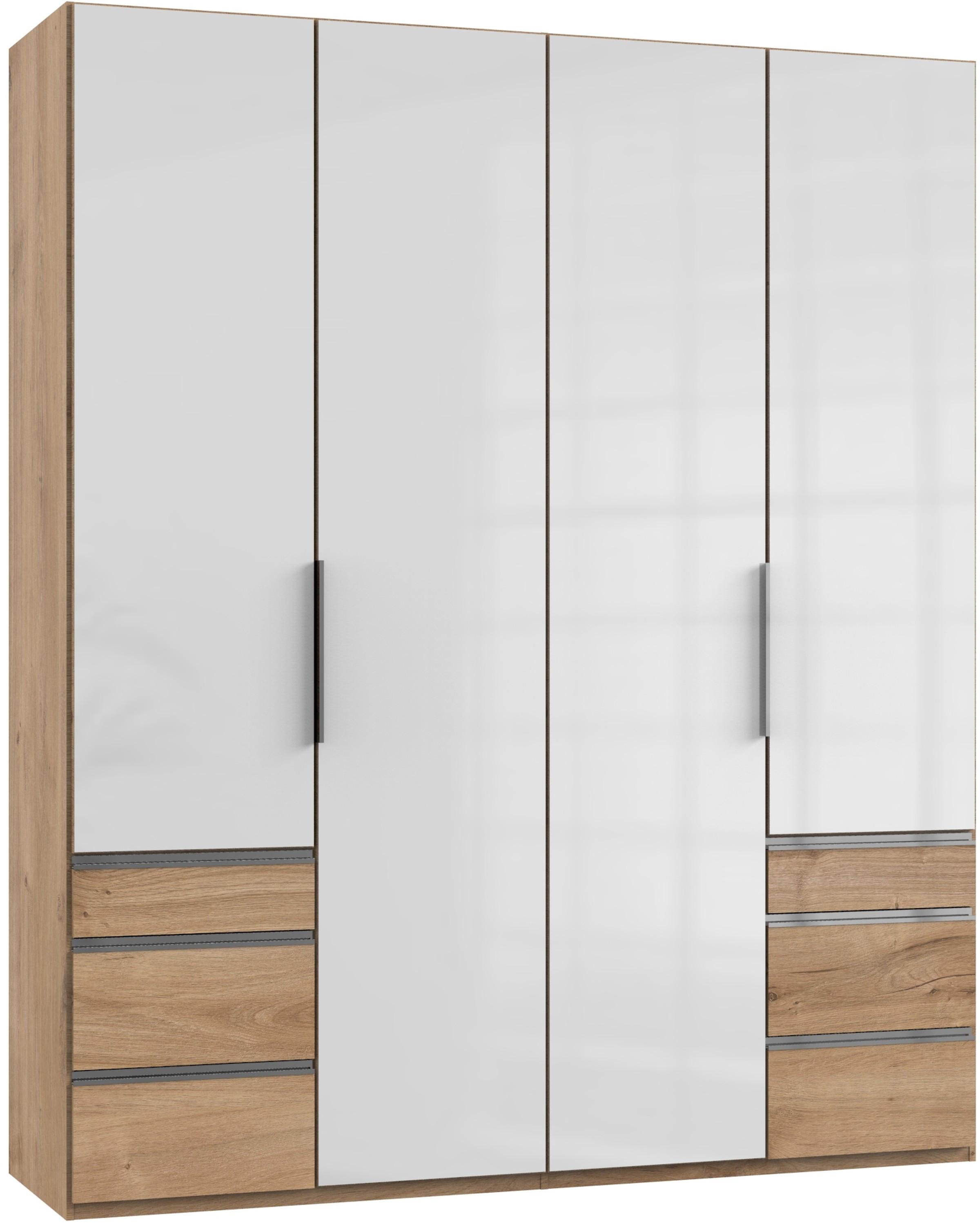Drehtürenschrank 200cm Level, Weiß/eiche Dekor - Eichefarben/Weiß, MODERN, Glas/Holzwerkstoff (200/236/58cm) - MID.YOU