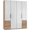 Drehtürenschrank 200cm Level, Weiß/eiche Dekor - Eichefarben/Weiß, MODERN, Glas/Holzwerkstoff (200/236/58cm) - MID.YOU