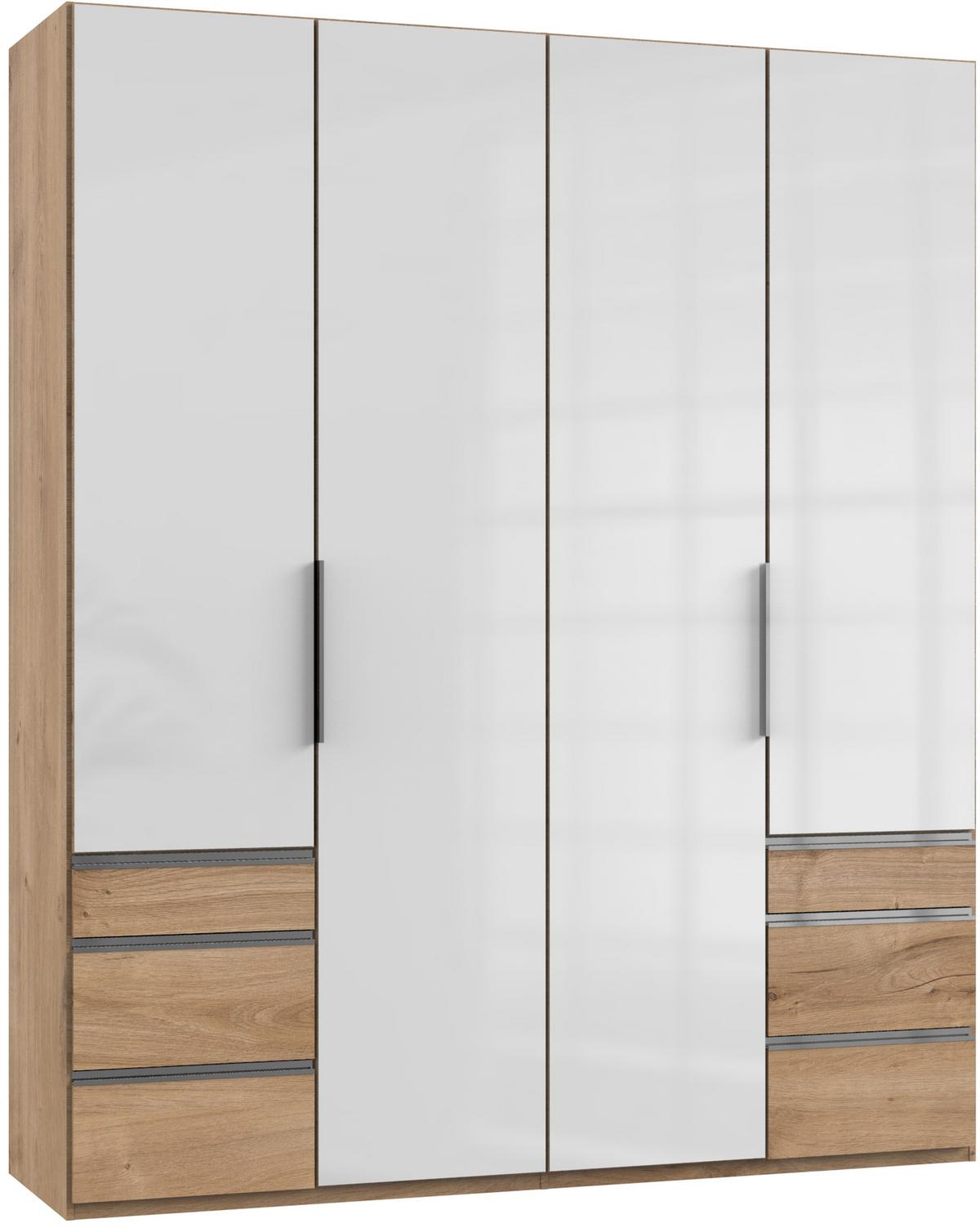 Drehtürenschrank 200cm Level, Weiß/eiche Dekor - Eichefarben/Weiß, MODERN, Glas/Holzwerkstoff (200/236/58cm) - MID.YOU