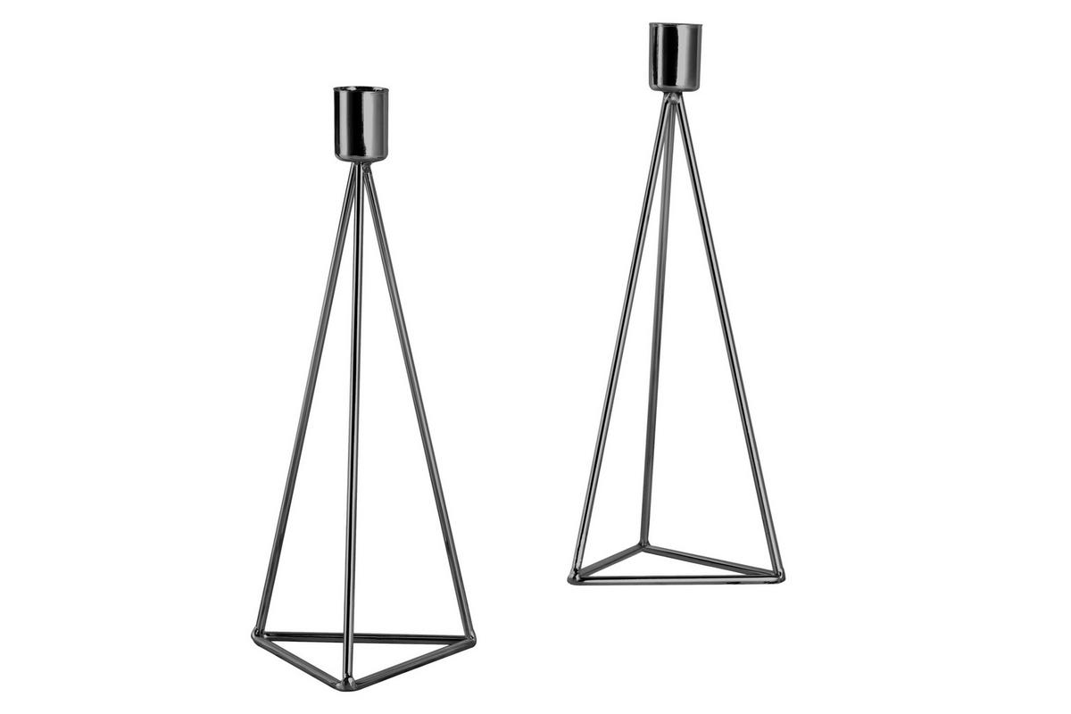 Kerzenständer-Set Eisen für Stabkerzen 2-teilig - Schwarz, Basics, Metall (9,5/24,2cm) - Echtwerk