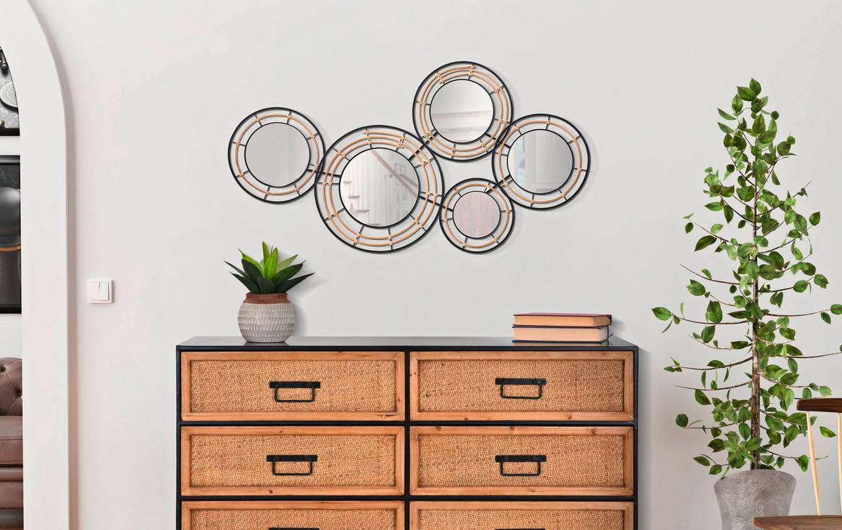 Wanddeko Mirrors Goldfarben, Schwarz B: 111 Cm - Goldfarben/Schwarz, Basics, Glas/Metall (111/59/9.5cm)