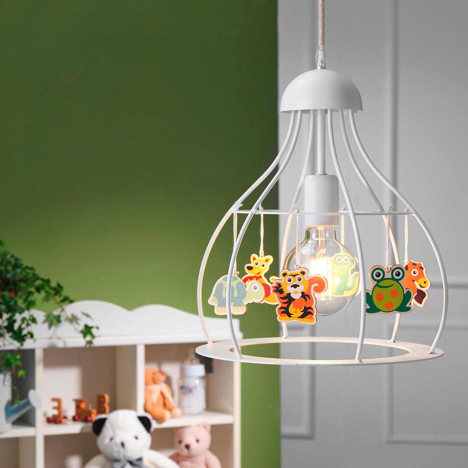 Kinderhängeleuchte Weiß Hochglanz D: 30 cm - Weiß Hochglanz, KONVENTIONELL, Metall (30/150cm)