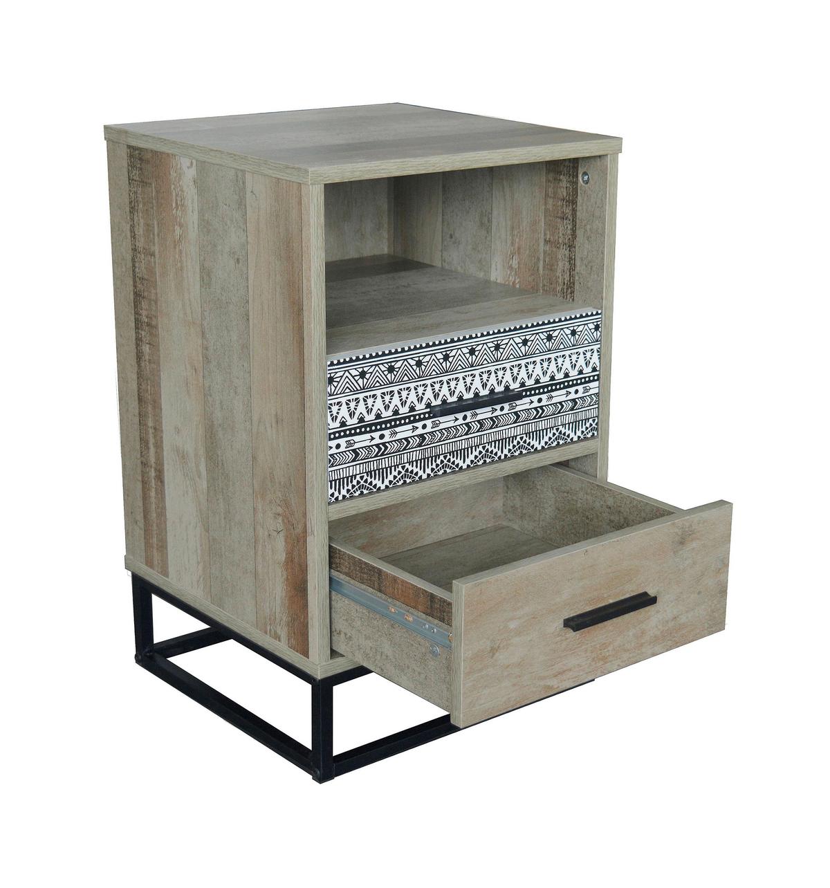 Nachttisch Graubraun/Multico. B: 39,5 cm - Graubraun/Multicolor, Design, Holzwerkstoff/Metall (39,5/62/38cm) - Livetastic