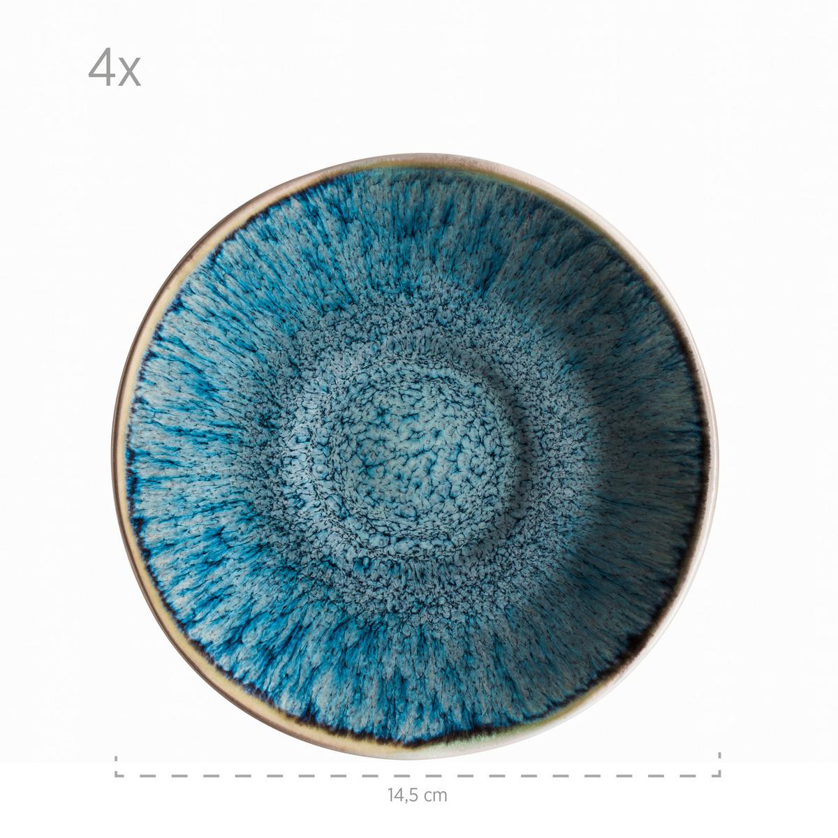 Kaffeeservice Frozen Steinzeug 4 Personen Geschirr Set - Blau, Basics, Keramik (13,5/6,5/10cm) - Mäser