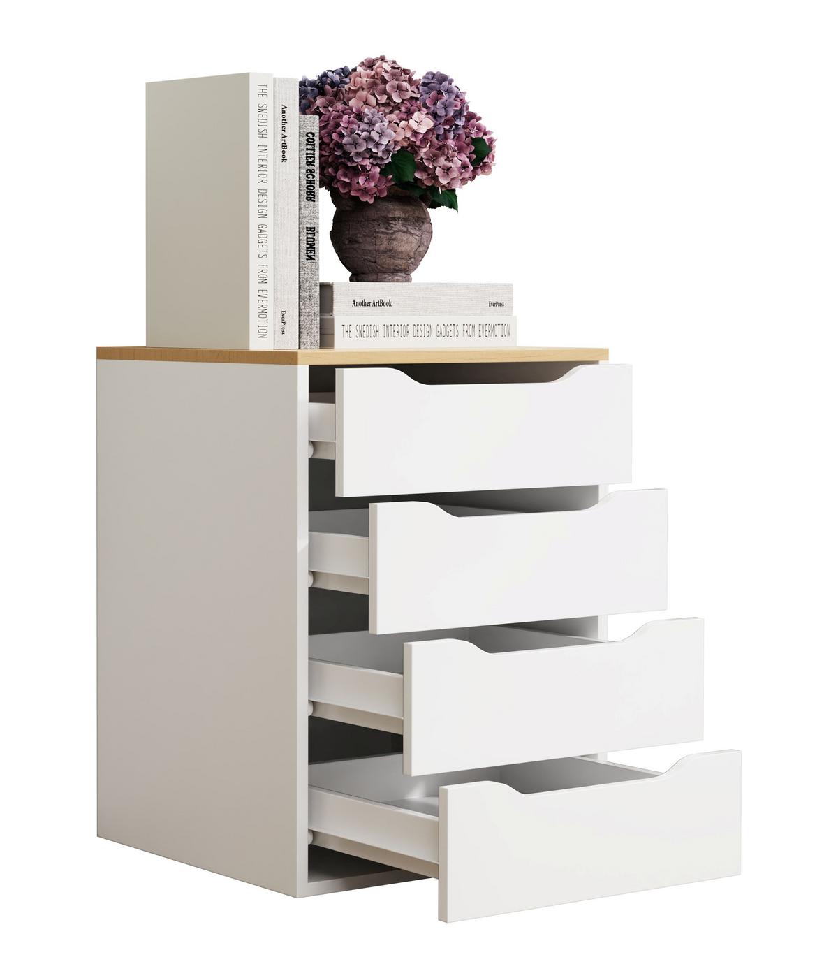 Nachtkästchen Weiß, Eiche Dekor B: 46 cm - Honigeiche/Eichefarben, MODERN, Holzwerkstoff (46/61/42cm) - MID.YOU