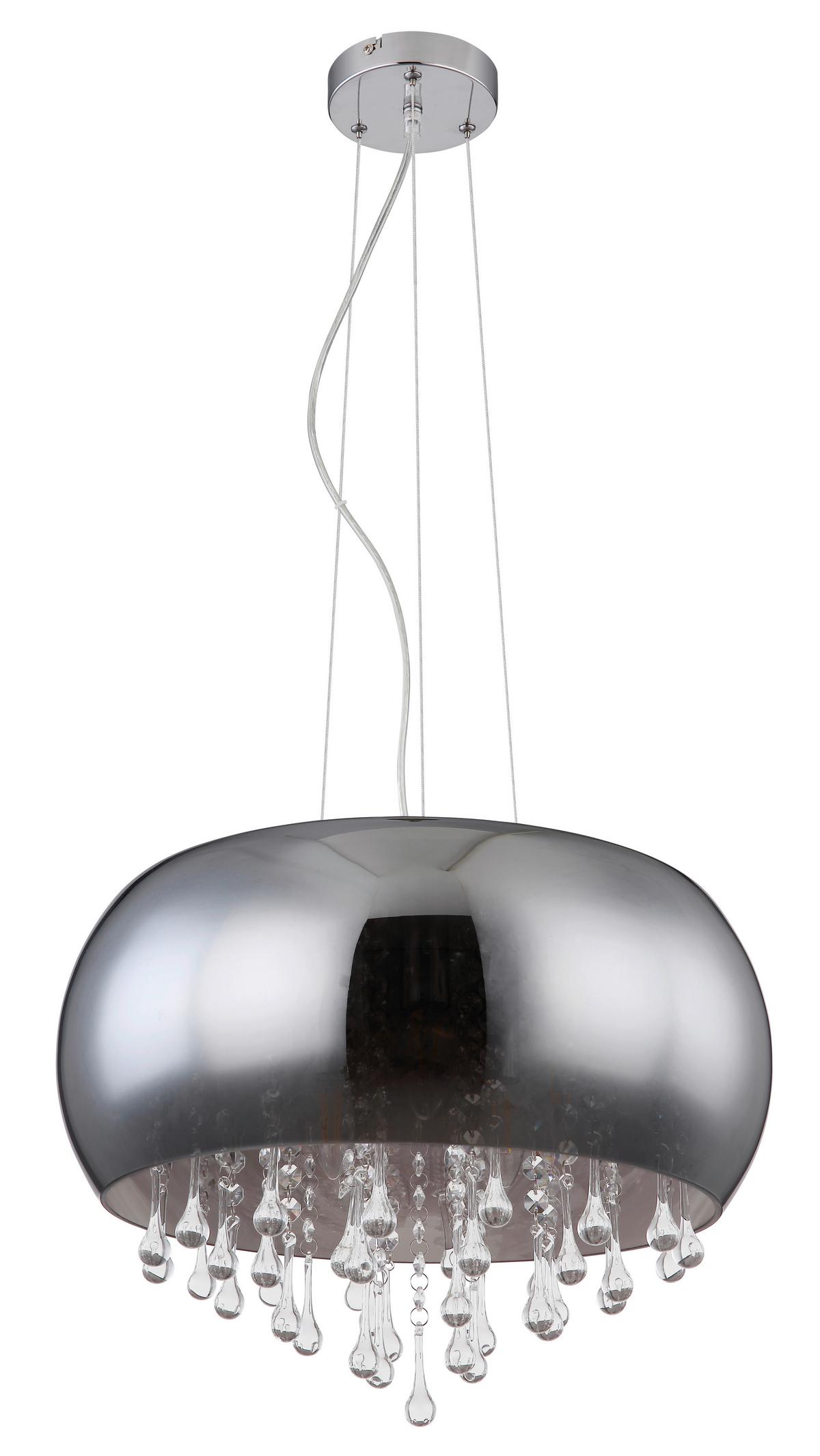 Hängeleuchte Kalla H: 1200 Cm 5- Flammig - Klar/Chromfarben, Basics, Glas/Metall (44/120cm) - Globo
