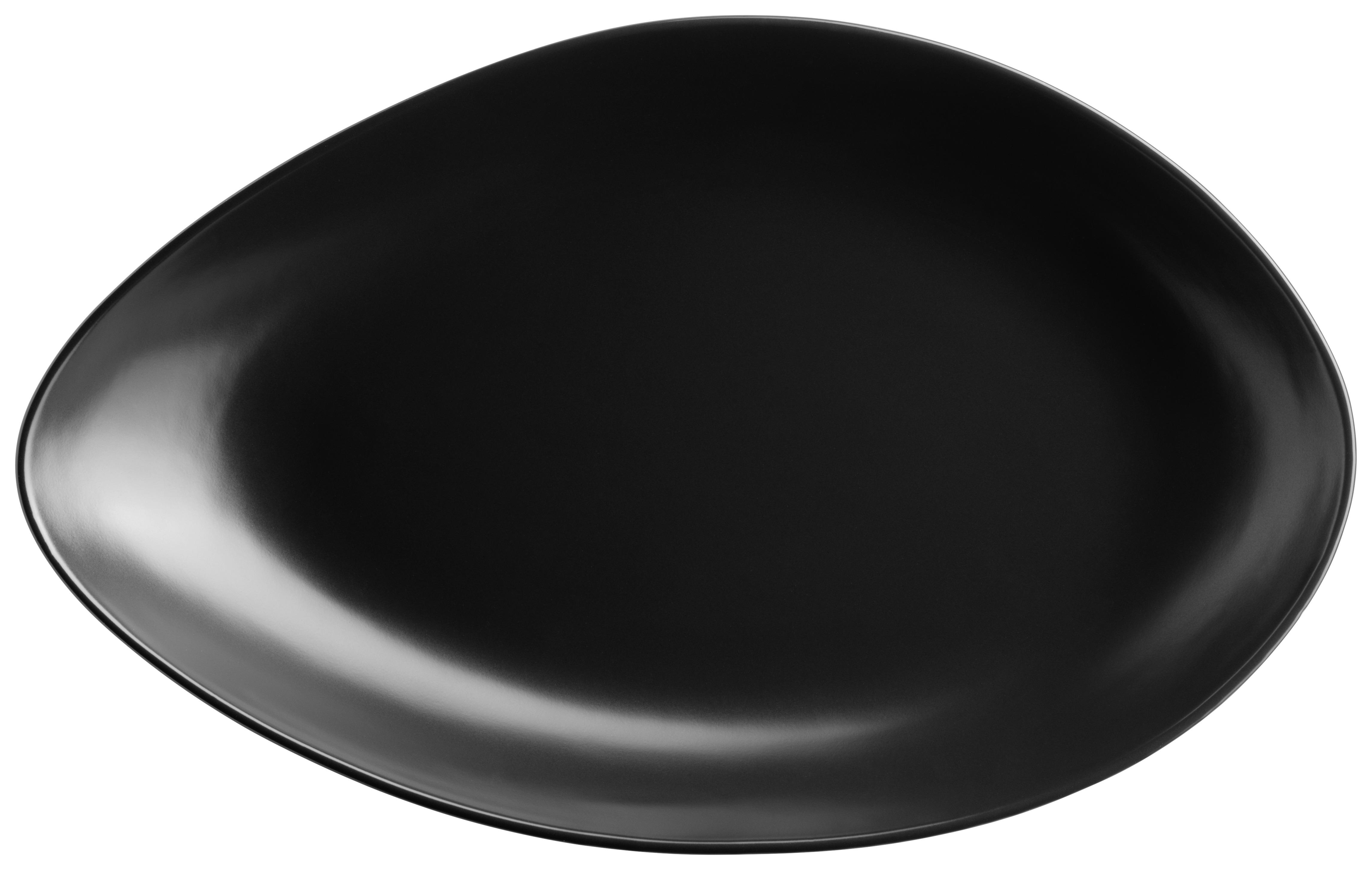 Speiseteller Keramik Oval Schwarz/weiß 4tlg Glendal - Schwarz/Weiß, Basics, Keramik - Mäser