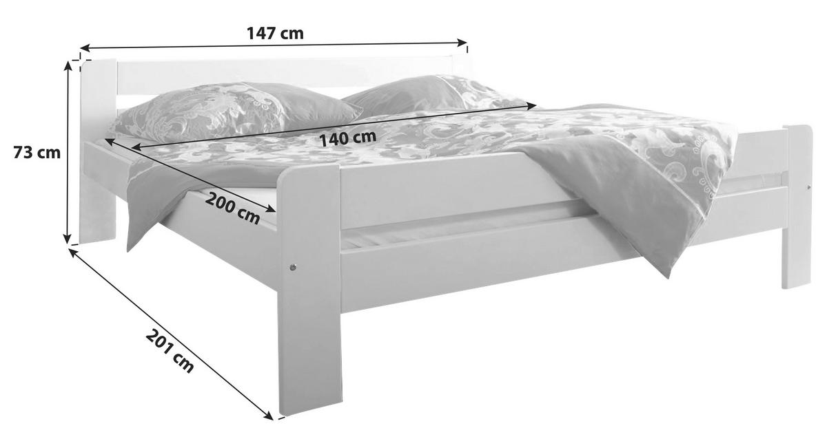 Bett Echtholz Massiv 140x200 Bert, Kiefer - Kieferfarben, MODERN, Holz (140/200cm) - MID.YOU