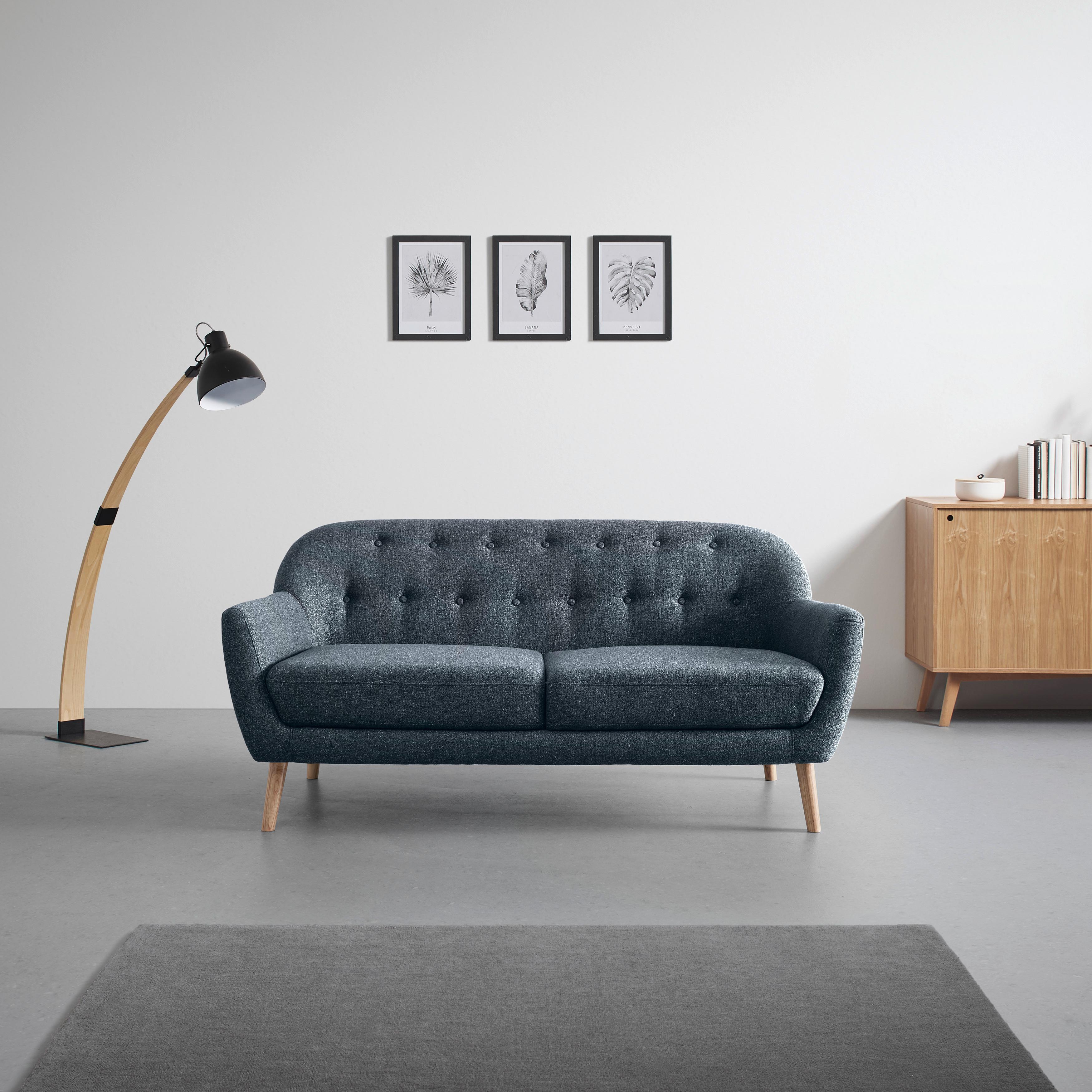Pohovka LORY šedá - tmavě šedá/přírodní barvy, Moderní, dřevo/textil (170/78/86cm) - Bessagi Home