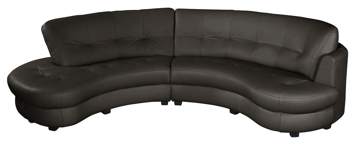 Ecksofa Bretania Dunkelbraun, S: 113x300 cm - Dunkelbraun/Schwarz, Design, Leder/Textil (113/300cm) - Livetastic
