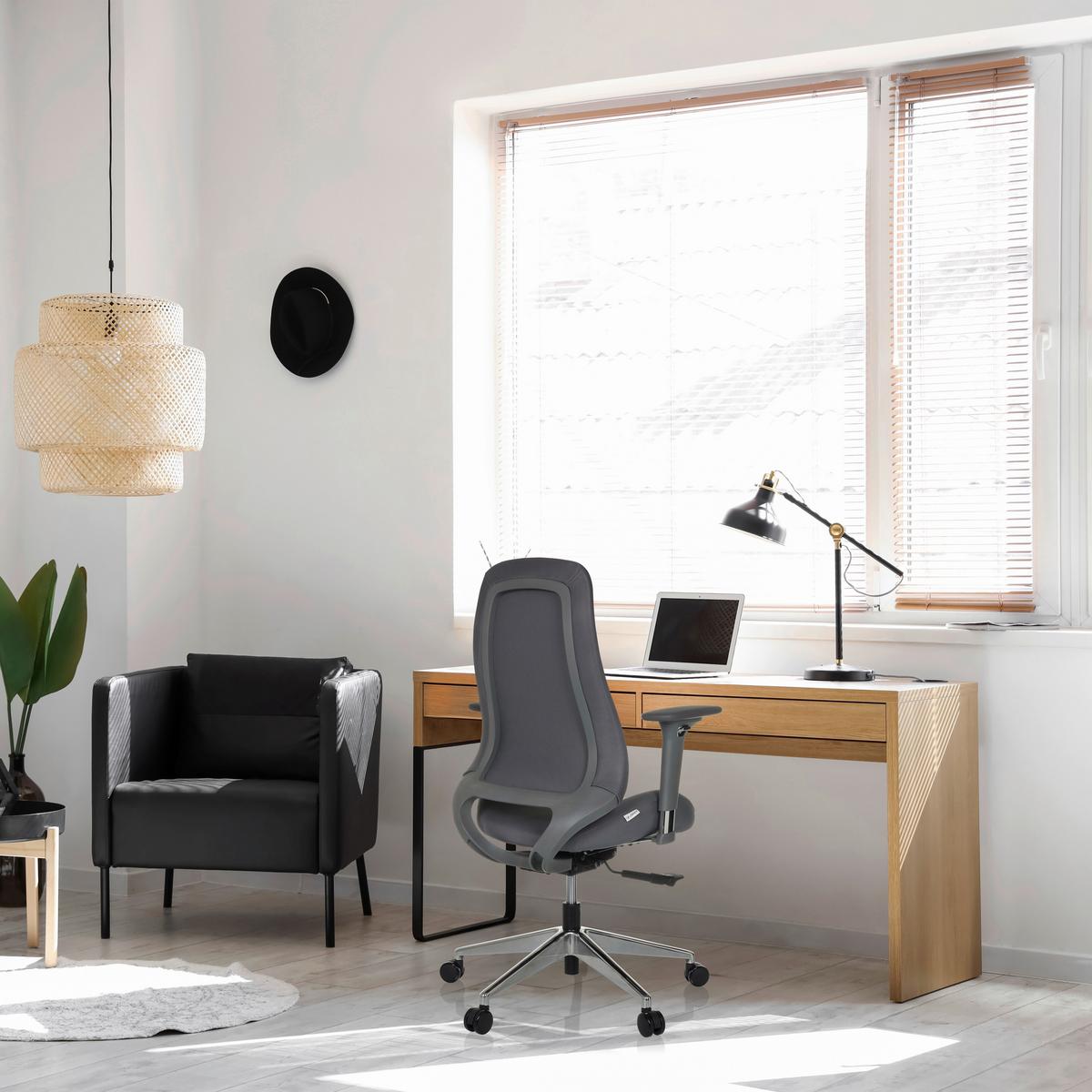 Drehstuhl Henfield G Grau B: 64 cm - Silberfarben/Grau, MODERN, Kunststoff/Textil (64/110 - 119/56cm) - MID.YOU