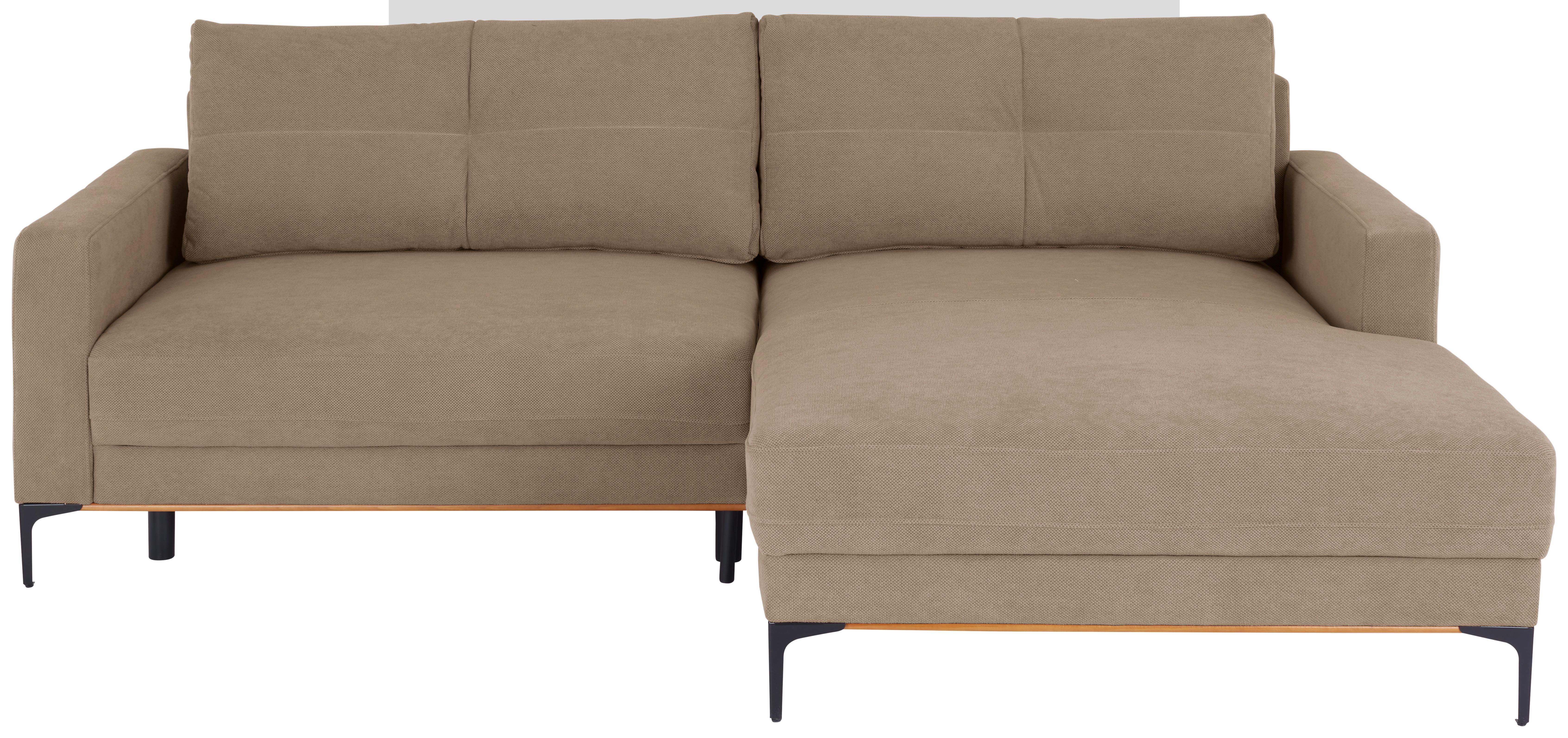 Rohová sedačka BERGAMO, pravá, světle hnědá - černá/světle hnědá, Moderní, kov/textil (238/162cm) - Ondega