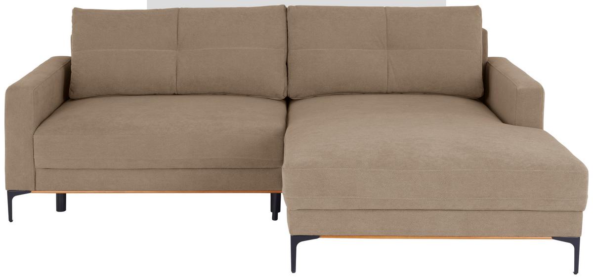 Rohová sedačka BERGAMO, pravá, světle hnědá - černá/světle hnědá, Moderní, kov/textil (238/162cm) - Ondega