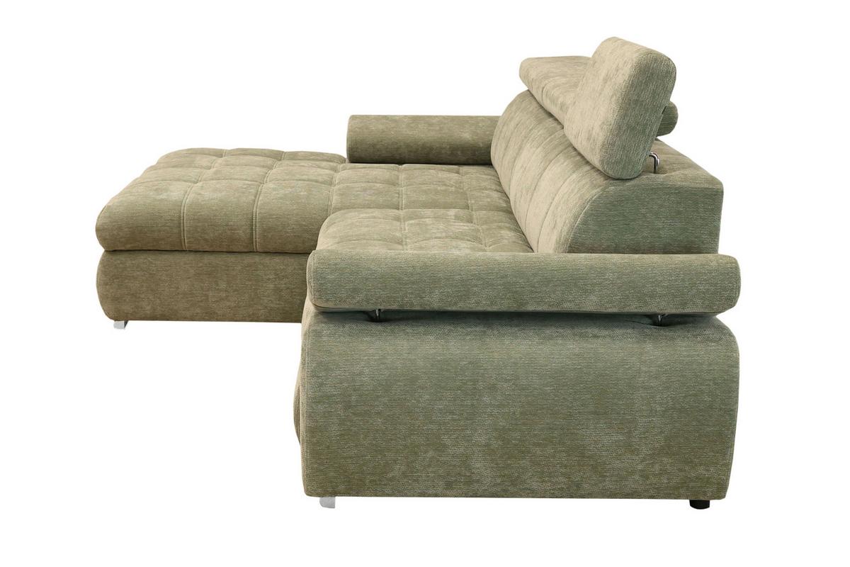 Rohová sedačka VEGAS, ľavá, šalviovozelená ženilka - strieborná/šalviovozelená, Design, drevo/textil (173/294cm)