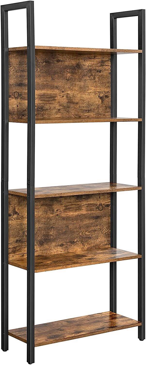 Bücherregal Rustikal B: 62 cm Braun/Schwarz - Schwarz/Braun, Basics, Holzwerkstoff/Metall (62/165/24cm) - Boxxx