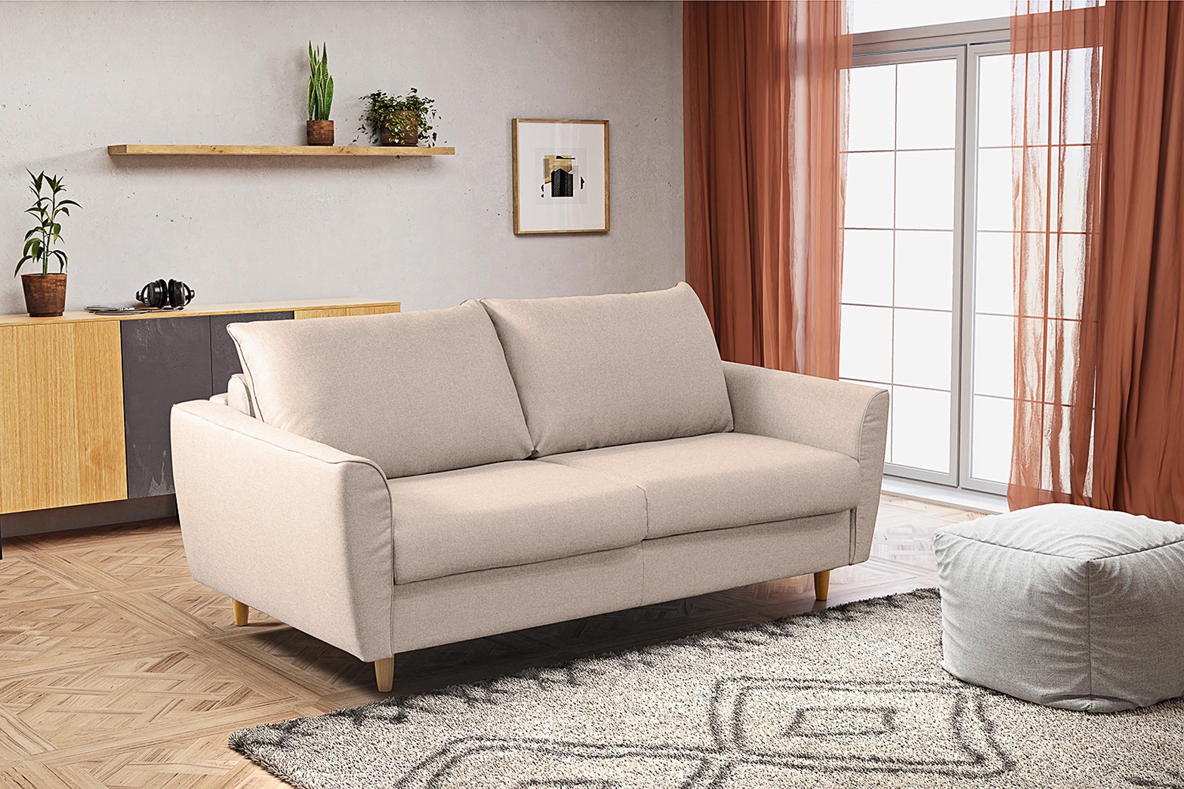 Schlafsofa Winter Rosa B: 195 cm - Buchefarben/Rosa, Design, Textil (195/90/102cm) - Livetastic
