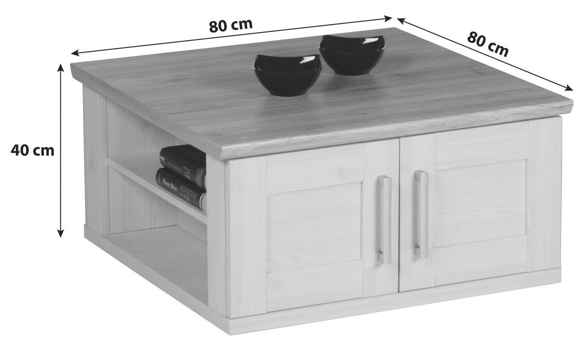 Couchtisch mit Stauraum Romance Eiche/Weiß - Eichefarben/Weiß, Design, Holzwerkstoff (80/80/40cm) - MID.YOU