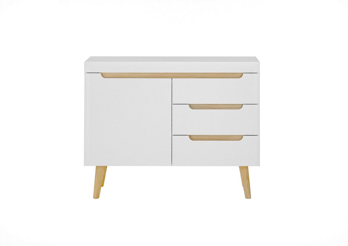Sideboard Svante Torge Weiß/Eichefarben B: 107 cm - Eichefarben/Weiß, Design, Holzwerkstoff (107/83/40cm) - MID.YOU