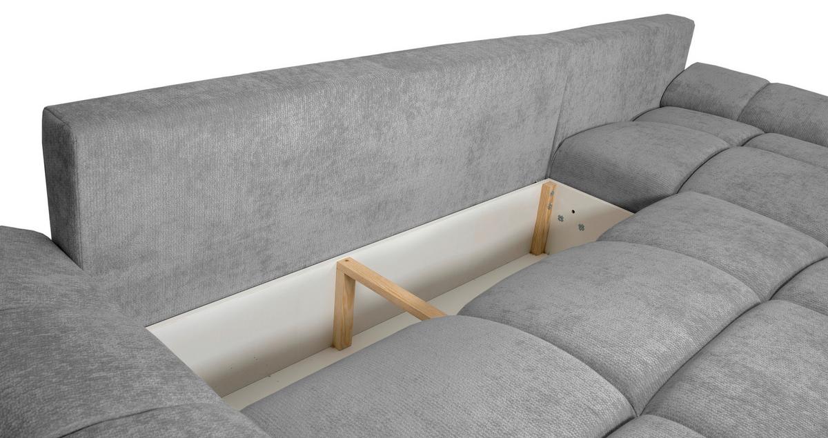ECKSCHLAFSOFA Ramon, Dunkelgrau S: 296x182cm - Chromfarben/Dunkelgrau, Trend, Textil (296/182cm)