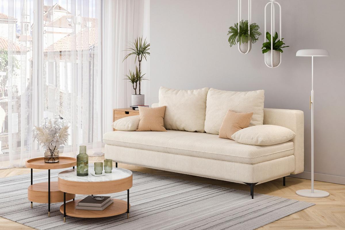 Schlafsofa Roksolana Beige B: 200cm - Beige/Schwarz, Design, Textil (200/75/100cm) - MID.YOU