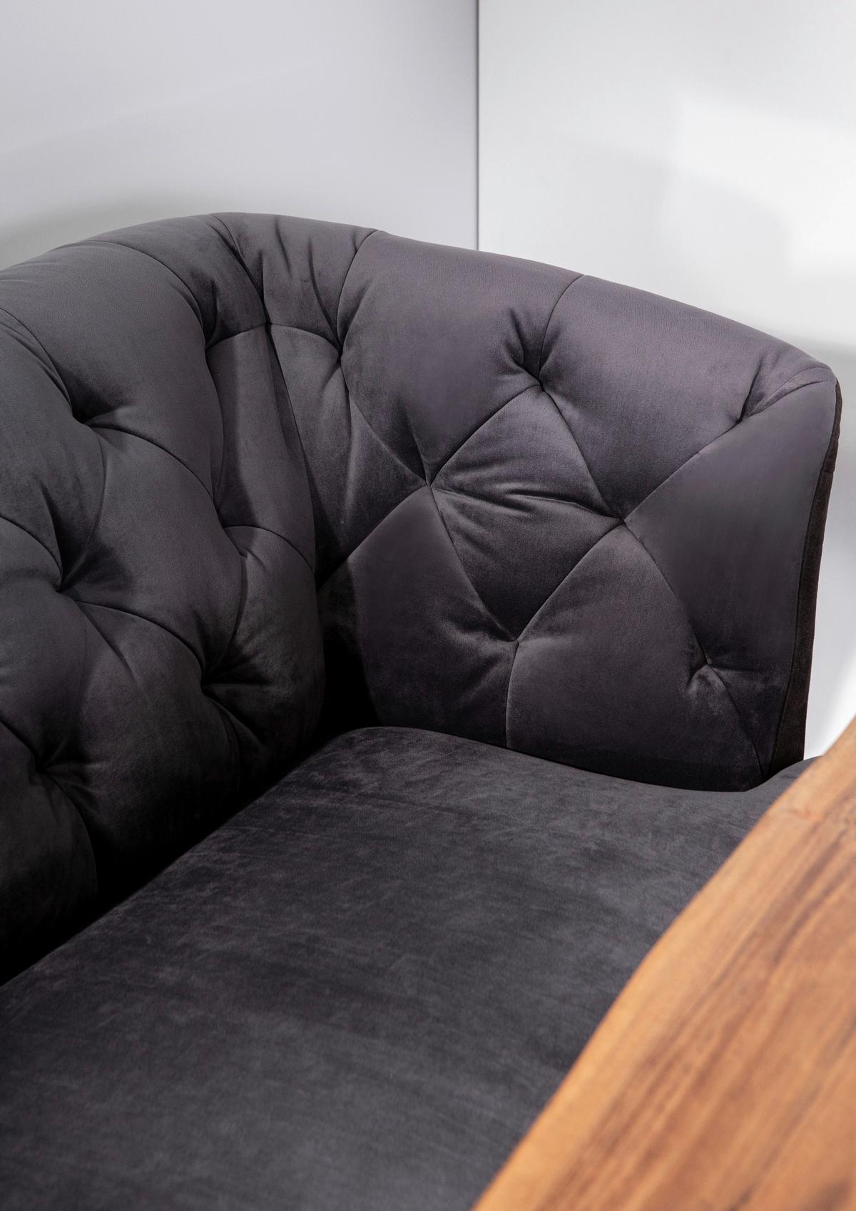 2-Sitzer-Sofa Kelly Dunkelgrau Flachgewebe - Dunkelgrau/Schwarz, KONVENTIONELL, Textil (170/83/70cm) - Livetastic