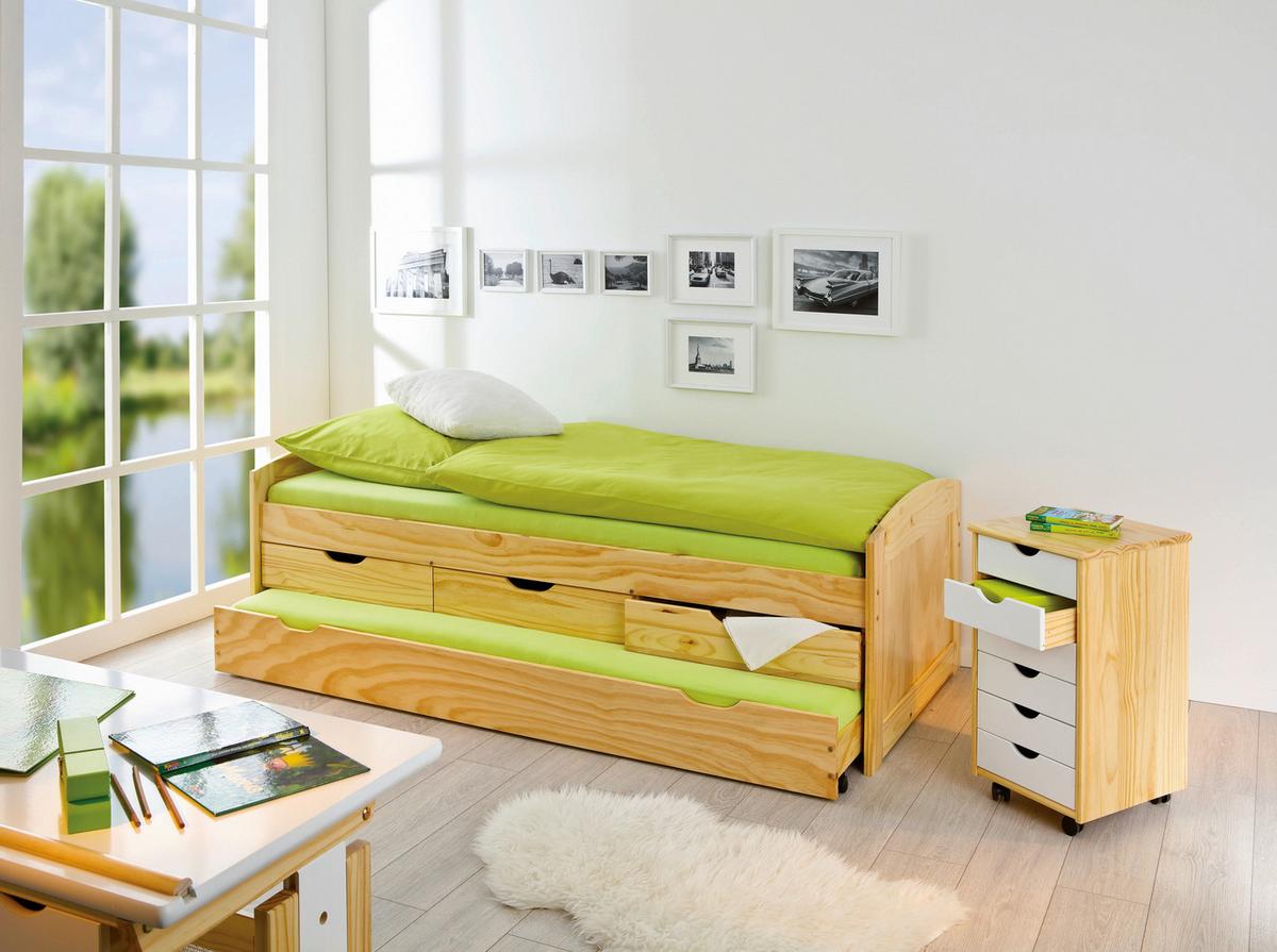 Ausziehbett Mit Bettkasten 90x200 Marinella Kieferfarben - Kieferfarben, Basics, Holz/Kunststoff (90/200cm) - MID.YOU