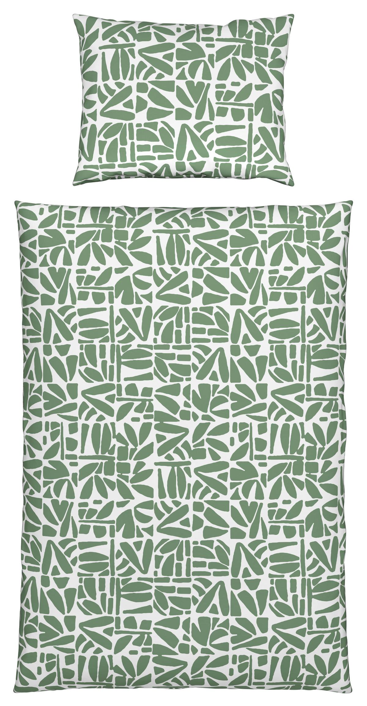 Povlečení Britta, 70/90 140/200cm - bílá/zelená, Moderní, textil (140/200cm) - Mömax