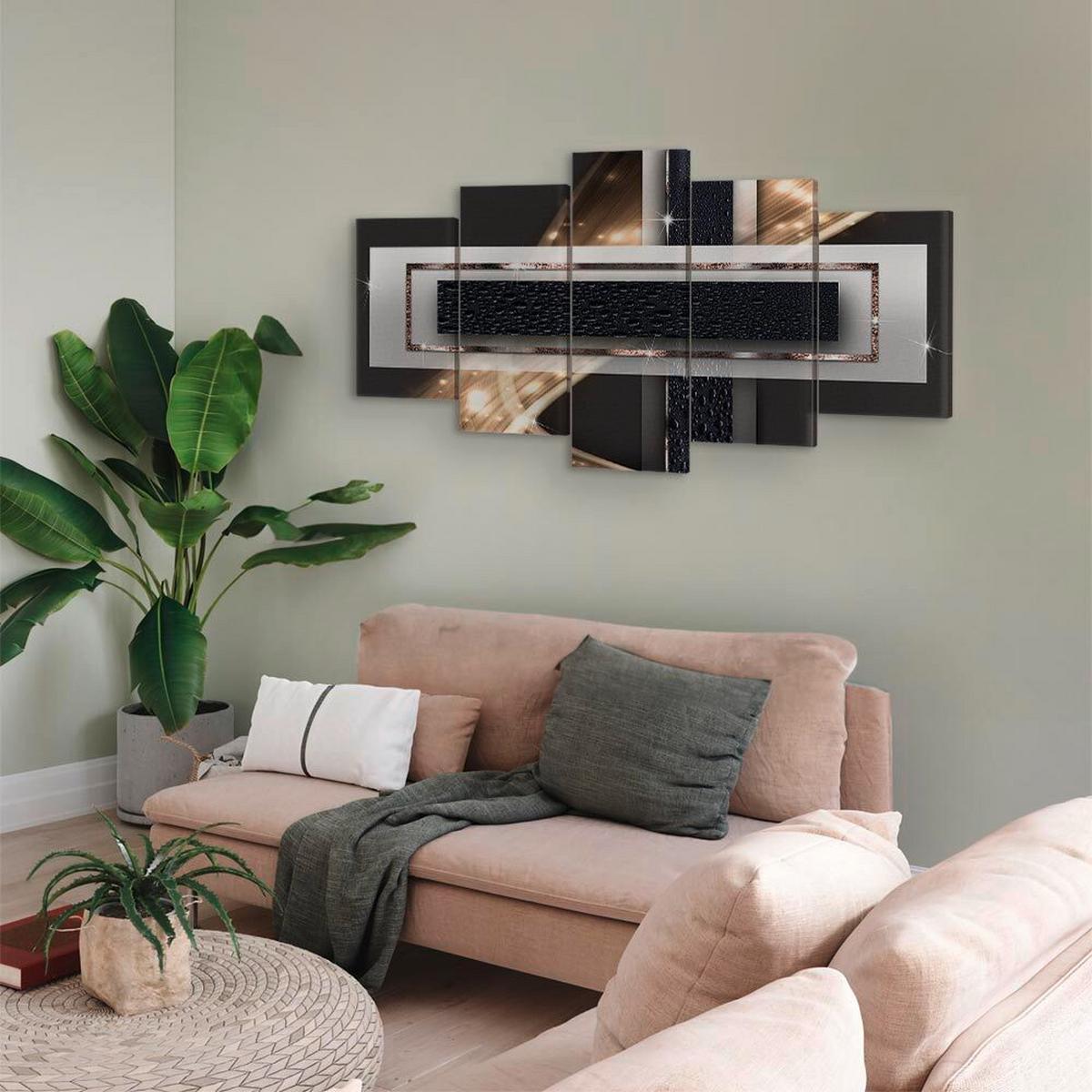 Leinwandbild Schwarz Goldfarben B: 100 cm - Goldfarben/Schwarz, Basics, Holzwerkstoff/Textil (100/50/1.2cm) - artgeist