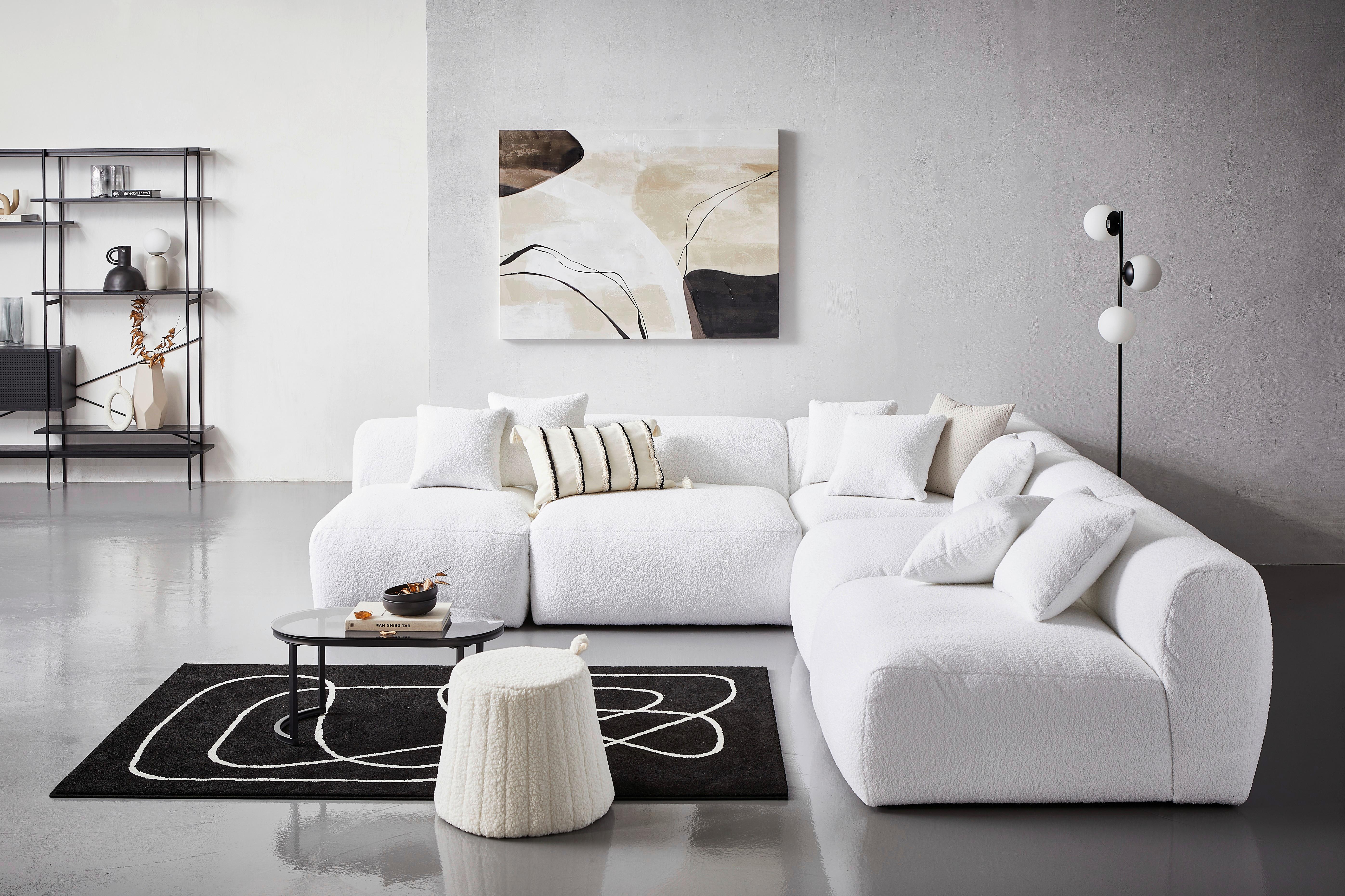 Ecksofa Bloom - Weiß, Trend, Textil (300/315cm) - Livetastic