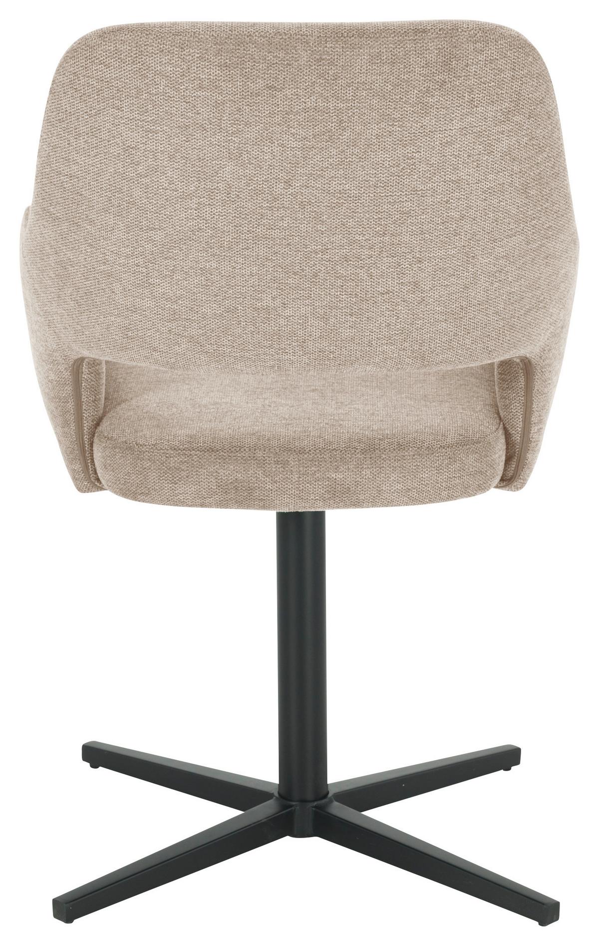 Armlehnstuhl Alexis Leinenoptik Taupe, B: 56 cm - Taupe/Schwarz, MODERN, Holz/Textil (56/86/63cm) - MID.YOU