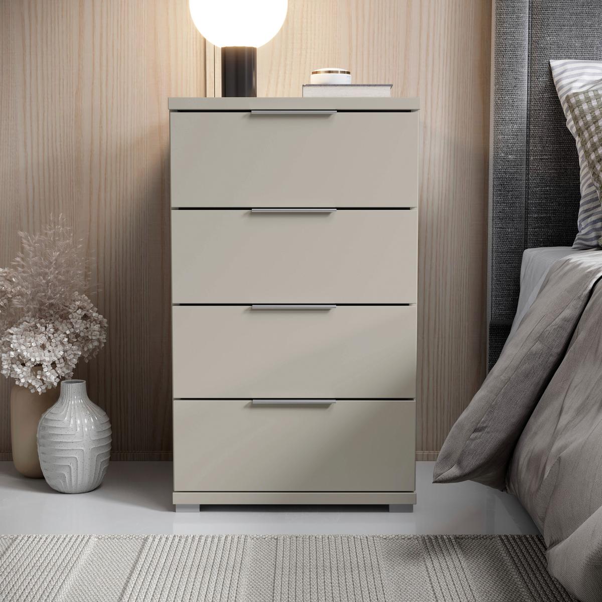 Nachtkästchen Smila 4l K Kaschmir Dekor, B: 46 Cm - Kaschmir/Alufarben, KONVENTIONELL, Holzwerkstoff (46/79/42cm)