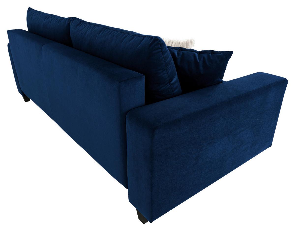 Ecksofa mit Bettfunktion Lily Velours blau, 240x119cm - Blau/Schwarz, Trend, Holz/Holzwerkstoff (240/119cm) - Luca Bessoni