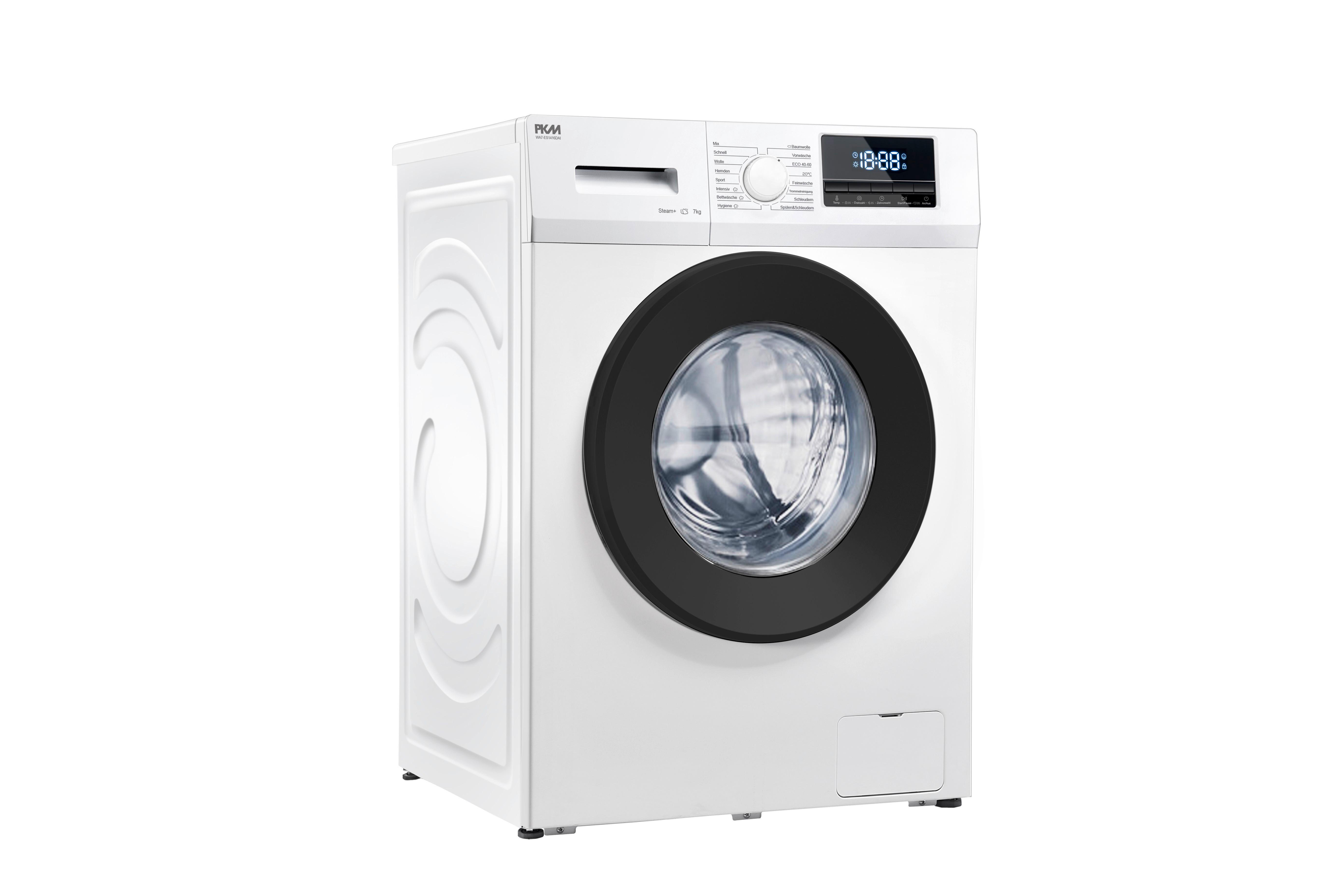 Waschmaschine Wa7-Es1416dai 7 Kg 1400 U/Min LED-Anzeigen - Weiß, Trend, Glas/Kunststoff (59,5/85/49,5cm) - PKM