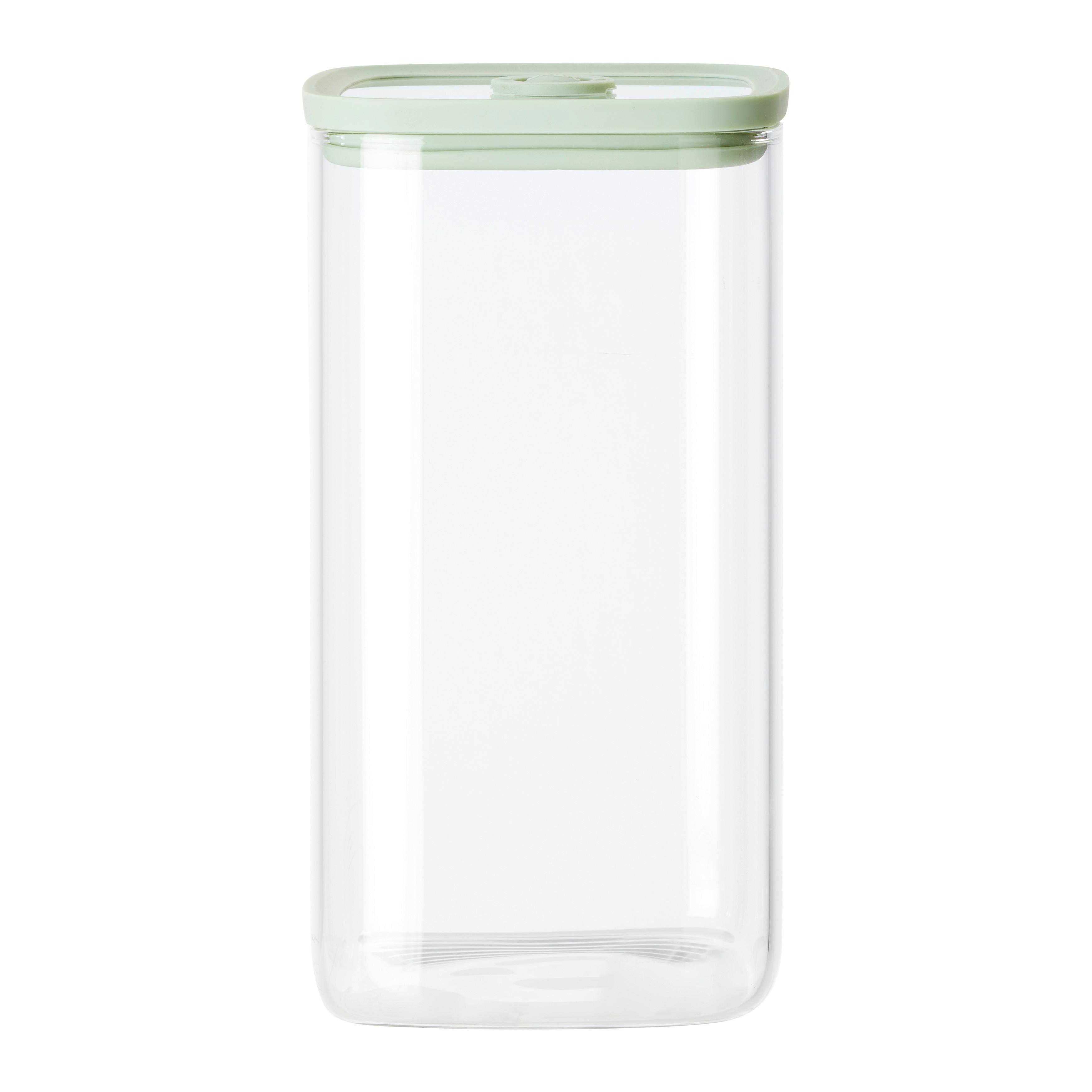 SKLENENÁ DÓZA NA POTRAVINY SELINA - CA. 1,5L - číra/zelená, Modern, plast/sklo (10,3/18,8/10,3cm) - Modern Living