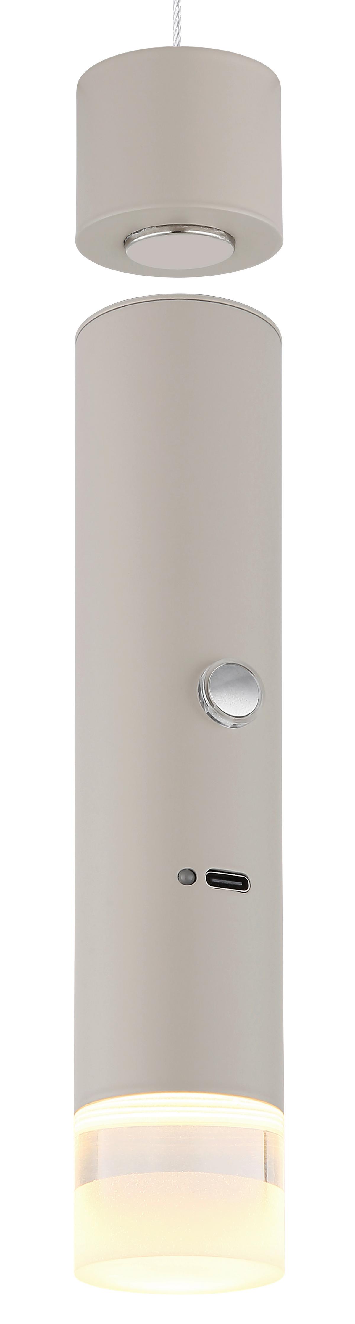 ZÁVĚSNÉ LED SVÍTIDLO PELO - čiré/pískové barvy, Design, kov/plast (38/120cm) - Globo