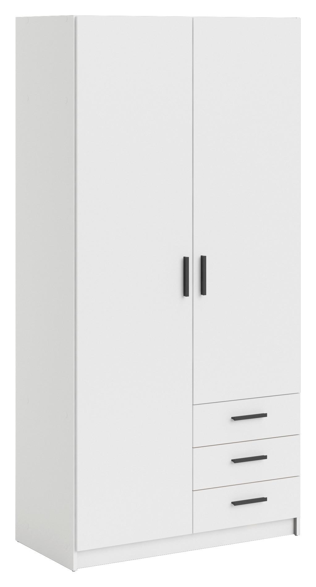 Drehtürenschrank Sprint mit Schubladen 98,5cm Weiß